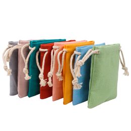 9*12cm 7*9cm 10*14cmCotton cloth Drawstring bags stuff orgnizer package Drawsting Wedding party packaging Colored cotton Jewelry pouches