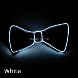 Costume Accessories Hot Sales Glowing LED Tie Flashing 10 Colours Available EL Wire bow Tie for partybarclub DJ with Sound Activated EL Inver