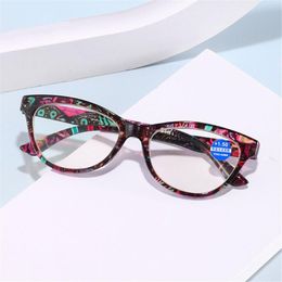 Gafas de sol Mujer PC Frame Vision Care + 10 ~ + 40 EyeGlasses presbiopicales Vistas con vista a las gafas de lectura anti de rayos azules