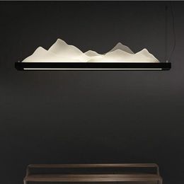 Pendant Lamps Modern Matte Black Metal Led Lights Snow Hills Design Dimmable Lamp Cable Hanging Lustre Luminarias