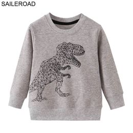Toddler Boys Sweatshirts Long Sleeve Tops Kids Pullover Dinosaur Car Graphic Print Hoodies