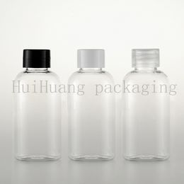 100PCS 50ml empty transparent PET plastic small containers bottle with lid cap 50cc cosmetic oil lotion