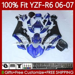 OEM Body Kit For YAMAHA YZF R 6 600 CC YZF600 YZF-R6 2006 2007 MOTO Bodywork 98No.100 YZF R6 YZF-600 2006-2007 Black blue 600CC YZFR6 06 07 Injection Mould Fairing 100% Fit