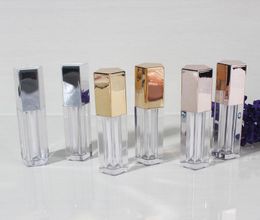 9ml Empty Five Angle Rhombus Lip Gloss Tube Cosmetic Clear Lipbalm Container Gold/Silver/Rose Gold Makeup Bottle SN3599