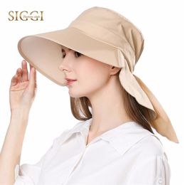 FANCET Women Summer Sun Hat Cotton Cap Chapeu Feminino Praia Chapeau Femme Bill Neck Flap UV UPF50+ Large Brim Fashion 68035 Y200602