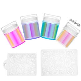 3 Pcs Transfer Nail Art Templates Rubber Silicone Seal Stamp and Scraper DIY Nails Art Tools Set