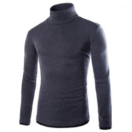 Мужские топы Turtleneck вязаные пуловер весна осень тонкий подходящий упругий Homme сплошные свитера мужские трикотажные новые базовые стиль 1