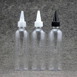 50pcs 250ml empty clear refillable cosmetic bottle with pointed mouth top cap plastic container lotion shampoo