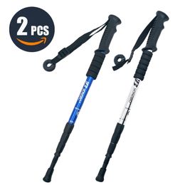 Walking Adjustable Trekking Pole Anti Shock Ultra Light Alpinism Poles Telescopic Ultralight Hiking Travel Non-slip Stick 220216