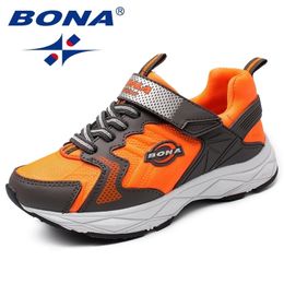 BONA New Popular Style Children Casual Shoes Hook & Loop Girls Shoes Synthetic Boys Loafers Outdoor Fashion Sneakers 201130