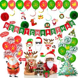 Hot selling Christmas BALLOON BANNER fashion festive decoration Christmas beard Photo Props spiral hanging balloon set accessories