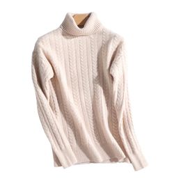 Merino Wool Cashmere Sweater Fashion Sweater Thickening Winter Clothes Turtleneck Sweater Warm Women's Wheat Spike Pattern 201023