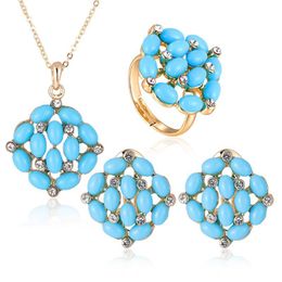 New Year Christmas Gift Resin Acrylic Jewelry Set Necklace Pendant Earring Ring Free Size For Mum Girlfriend