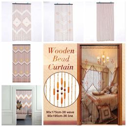 90x175cm 27Line Wooden Beads Curtain Fly Screen Handmade String Curtain Divider Sheer Curtains Window Porch Bedroom Shops Decor Y200421