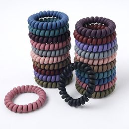 Telephone Wire Hairband Matt Colours Rubber Bands Stretchy Spiral Coil Hair Ties Ropes Girls Hair Accessories 21 Colours DW6378