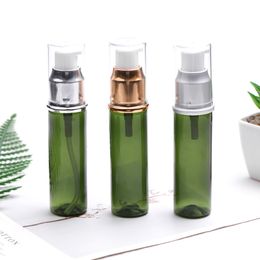 30ml PET plastic hand sanitizer bottle travel portable sub-packing bottle flat shoulder dark green anodized Aluminium duckbill pump