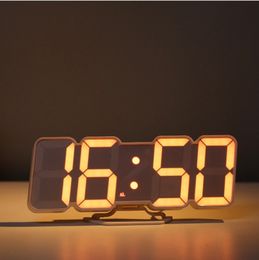 Voice Control 3D LED Digital Wall Clock Remote Control Electronic Table Wall Clock Modern Desgin Kitchen Clock Horloge Home Y200407