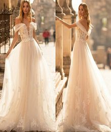 new arrvail beach wedding dresses offshoulder appliqued lace ruched boho sexy backless elegant bridal gowns custom made robes de marie