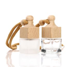 Cube Car Perfume Bottle Glass Hanging Air Freshener Container For Essential Oils Diffuser Fragrance Empty Glass Pendant Bottle