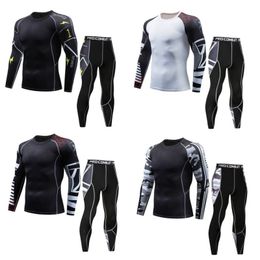 Tracksuit Men Compression Sweat Quick Drying Sets fitness Men's wear Thermal bodybuilding shapers LJ201126