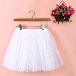 Womens Pleated Gauze Fancy Star Glitter Dancewear Skirt Sequin 3 Layers Adult Fairy Tutu Dancing Skirt