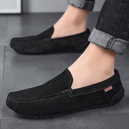 Italian Mens Shoes Casual Luxury Men luxurious Split Leather Moccasins Comfy Slip On Boat Shoes leather shoes for men
