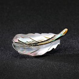 Fashion Natural shell feather brooch fashion feather shape corsage brooches for women fashion Jewellery gift will and sandy new