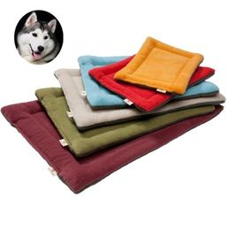 Soft Dog Bed Mat Pet Cushion House for Cats Warm Dog Blanket Solid Fleece Lounger Bed for Small Medium Large Dogs Pet Products 201130