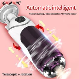 Automatic Sucking Vibrator Telescopic Rotation Male Masturbation Cup Silicone Vagina Pussy Adult Masturbator sexy Toys for Men 18