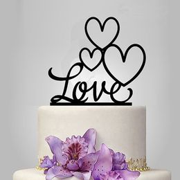 Wedding Acrylic Cake Topper Black Sweet Together In Love Cupcake Topper For Propose Marriage Valentine Party Cake Decorations Y200618