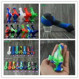 wholesale tobacco Silicone hand weeding pipe with glass bowl Silicon dab rig water Hookah Bongs pipes for smoking glass bowl dab rigs tool