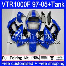 Body +Tank For HONDA SuperHawk VTR1000F 97 98 02 03 04 05 Blue black 56HM.129 VTR1000 F VTR 1000 F 1000F 1997 2002 2003 2004 2005 Fairing