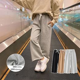 Teenage Girls Pants 2020 Spring Autumn Casual Fashion Loose Sport Kids Wide Leg Pants School Children Trousers 6 8 10 12 13 Year LJ201019