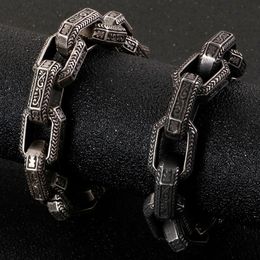 Heavy Stainless Steel Bracelet Male Vintage Pattern Mens Bracelets 2020 Metal Bangles For Men Hand Jewellery Gifts Husband Him W1218