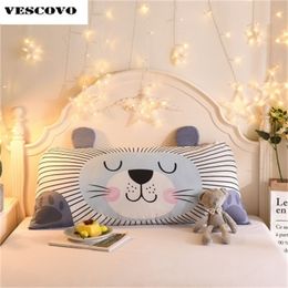 Cartoon Double Pillows Cotton Linen Backrest Cushion Sofa Cushions For Bed Rest Pillow Back Support Large Size 201123