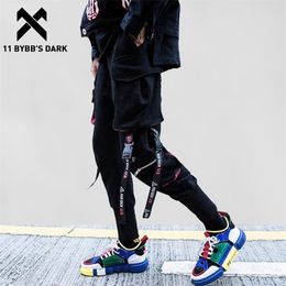 11 BYBB'S DARK Ribbons Pockets Harem Pants Men Streetwear Autumn Winter Sweatpants Hip Hop Joggers Slim Men Pencil Pants 201118