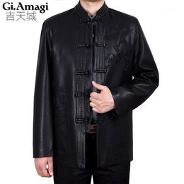 Men's Leather & Faux Wholesale- 2021 Spring Soft Jacket Men Jackets Chinese Style Embroidery Dragon Male Business Casual Coats1