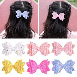 Sequin Glitter 3.4 Inch Hairpins Baby Girls Cartoon Pin Bows Hair Clip Kids Cute Barrettes Headwear Hair Accessories