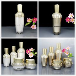 100ml pearl white/ gold plastic acrylic airless bottle for lotion/emulsion/serum/essence liquid /whitening cosmetic packing
