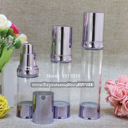 20pcs Purple Transparen Airless Bottle Vacuum Pump Lotion Eye Cream Cosmetic Container Travel 20ml 30ml 40ml