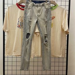 Jeans da uomo Ins jeans da uomo Biker high street fashion slim fit pantaloni casual elasticizzati alla moda con grandi danni