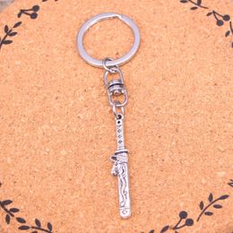 Fashion Keychain 44*8mm samurai sword in sheath Pendants DIY Jewellery Car Key Chain Ring Holder Souvenir For Gift