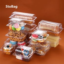 StoBag 50pcs Bread Transparent And Vegetable Strawberry Cherry Fruit Packing Pet Plastic Box For Party 201029