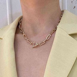 IPARAM Dicke Kette mit Knebelverschluss, Gold-Halsketten, gemischte, verbundene Kreis-Halsketten für Frauen, minimalistische Halsband-Halskette, heißer Schmuck AA220315