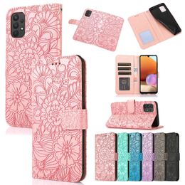 Skin friendly Embossing Flower Wallet Cases With Card Slot For iPhone 13 Pro Max 12 11 XR XS 8 Plus Samsung S22 Huawei Xiaomi Moto