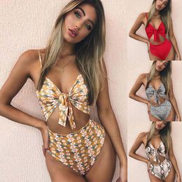 Summer Swimwear Women Sexy Snake Leopard Print One Piece Swimsuit Slim Multi-choice Solid Bathing Suits Padded Beachwear T200708