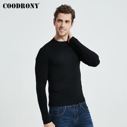 COODRONY Autumn Winter Classic Casual Pure Colour Soft Warm Knitted Cotton Wool Turtleneck Sweater Pullover Men Clothing C1162 201203
