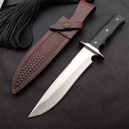 1pcs High End Survival Straight Knife DC53 Satin Drop Point Blade Full Tang G10 Handle Outdoor Hunting Knives With Leather Sheath