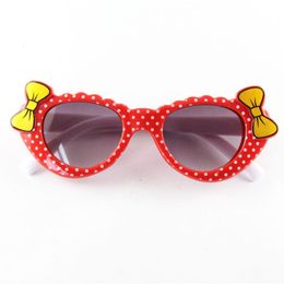 Kids Lovely Cat Eye Bowties Sunglasses Pure Colors Full Dots Frame With UV400 Protection Lenses Cute Bowtie Girls Eyeglasses