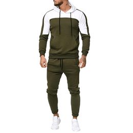 Sport Suit Tracksuit Men's Autumn Patchwork Sweatshirt Tops Pants Sets Sports Suit Tracksuit Big Size Casual Sportswear#g30
